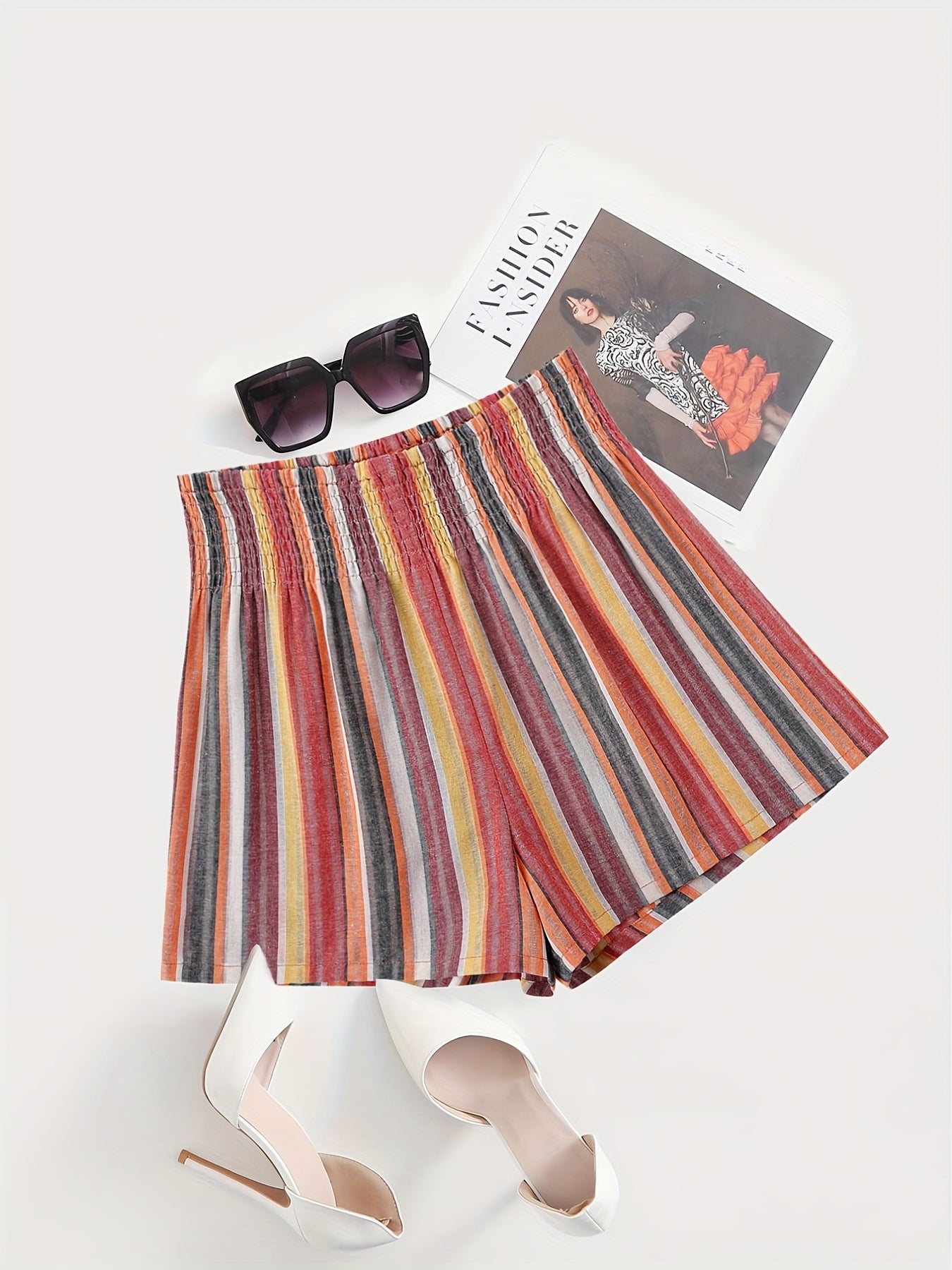 Striped Summer Shorts Casual Women's Clothing