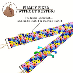Colorful Retro Flower Pattern Bag Strap Replacement Wide Shoulder Bag Strap