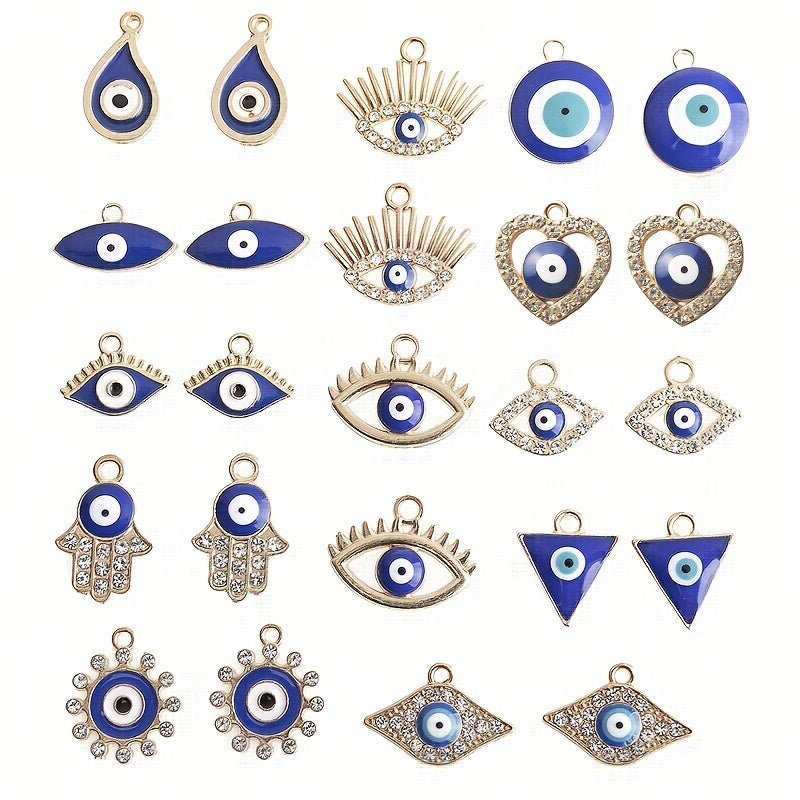 24pcs Evil Eye Alloy Pendant for DIY Necklace Bracelet Earrings