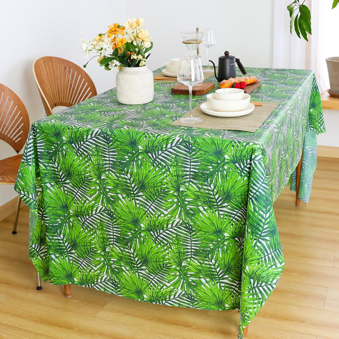 Natural Plant Kitchen Tablecloth Green 107x53 Table Cloth