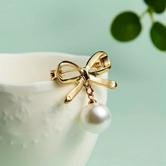 Faux Pearl Brooch Metallic Dress Accessories Wedding Jewelry