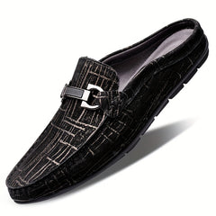 Men's Metallic Moc Toe Slip on Mules Casual Walking Slippers