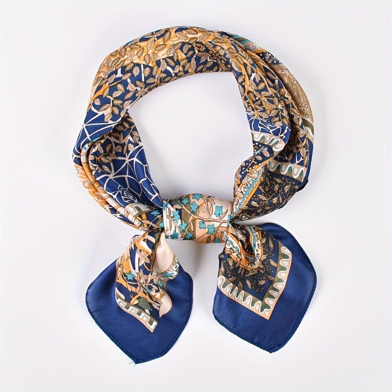 Tree Of Life Pattern Bandana Vintage Square Scarf Satin Neckerchief
