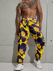 Flower Print Men's Cargo Jogger Pants