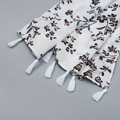 Floral Print Scarf Hijab Casual Tassel Shawl Windproof Head Wrap