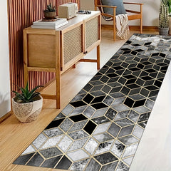 Modern Geometry Pattern Runner Rug Non Slip Washable Indoor Runner