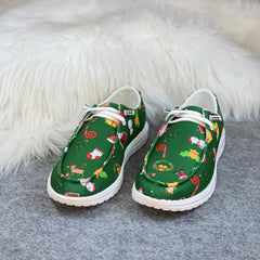 Women's Christmas Cartoon Print Skateboard Shoes Lightweight Sneakers