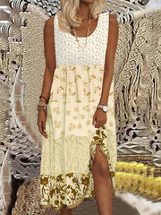 Colorblock Floral Print Tank Dress