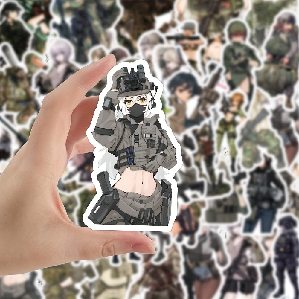 50Pcs Anime Military Girl Camouflage Stickers for Laptop Motorcycle Mug