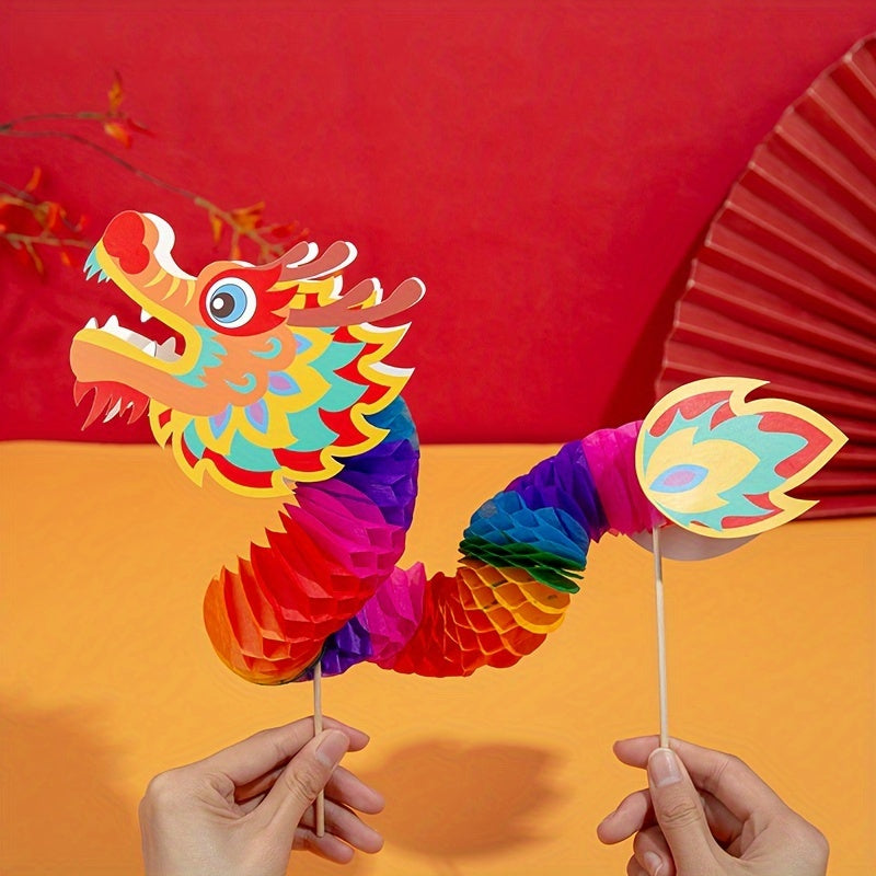 8pcs DIY Paper Dragon Dance Materials Set