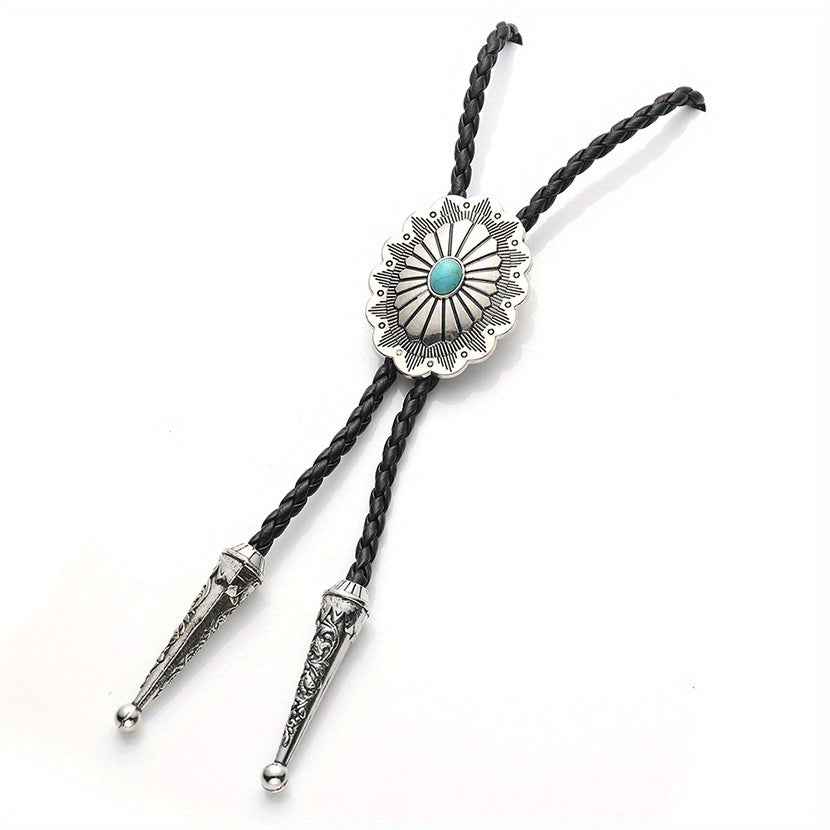 Men's Vintage Gemstone Braided Rope Tie