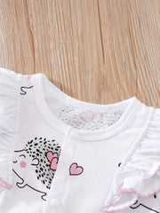 Baby Girls Hedgehog Graphic Print Romper Jumpsuit