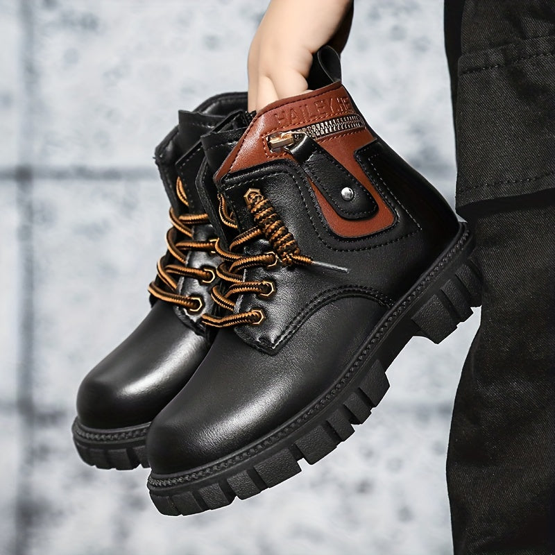 Boys Ankle Lace Up Non Slip Boots Lightweight for Indoor Outdoor Travel
