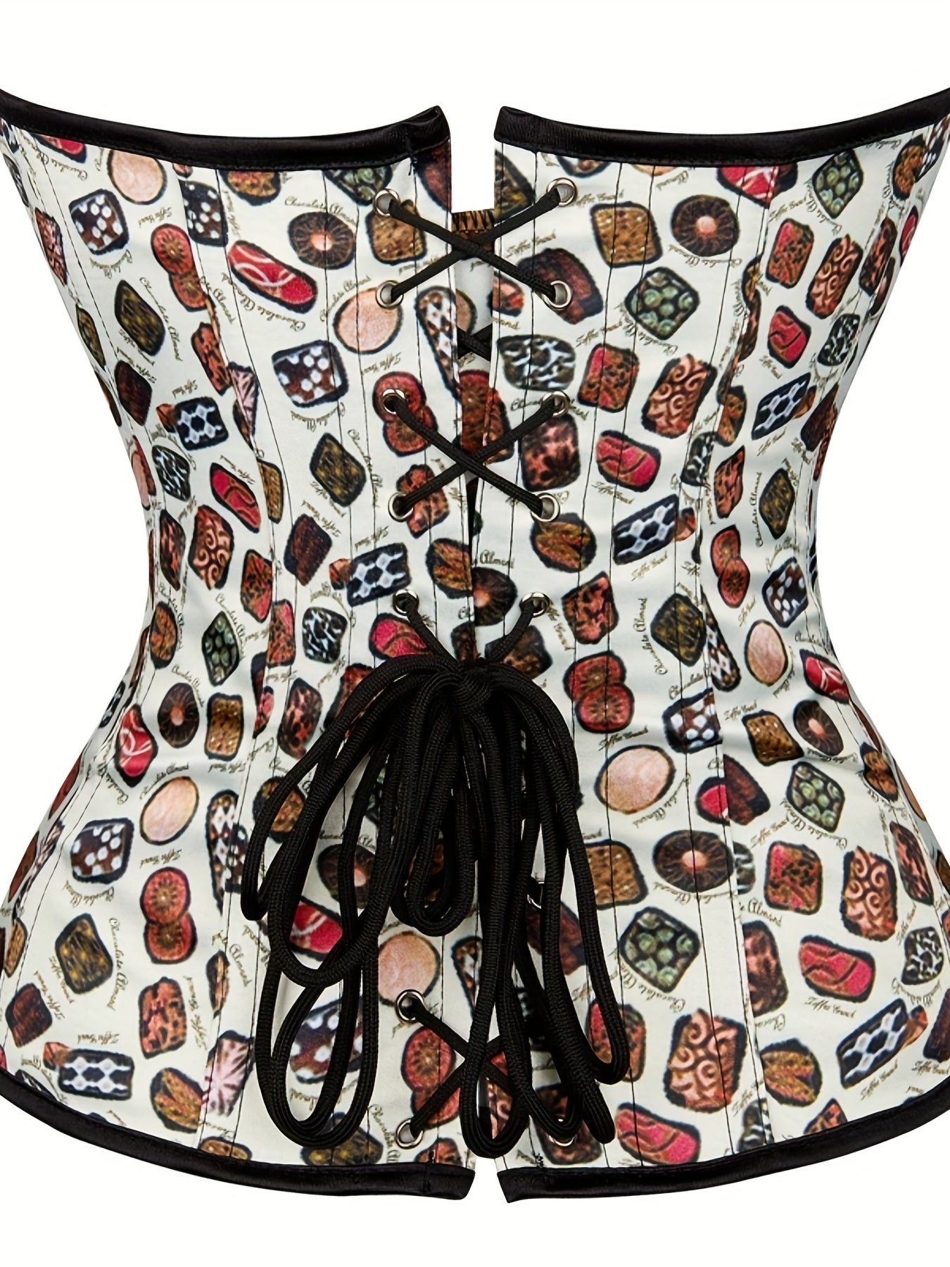 Food Print Lace Up Body Shaper Women's Lingerie