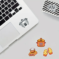 50pcs Cartoon Kitchen Utensils Stickers Waterproof for Water Bottles Laptop