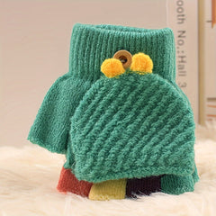 Knit Flip Open Finger Kids Gloves Warm Half Finger Boys Girl