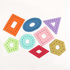 Colorful Wooden Rope Toy 8 Shapes Educational Sensory Play
