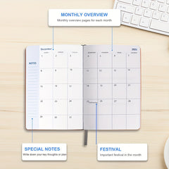 Planner 18 Months Daily Weekly A5 Hardcover Agenda Journal Notebook