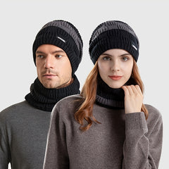 2pcs Knitted Hat Scarf Set Winter Warm Earmuffs Men Women