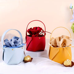 2pcs Wedding Candy Box Leather Bucket Velvet Candy Bag Wedding Gift
