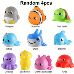 10pcs Light Up Sea Animals Bath Toys Set Glitter Colorful Bathtub Floating Toys