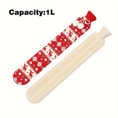 Long Rubber Hot Water Bottle 33.81oz with Lid - Winter Neck Warmer & Hand Warmer