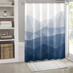 Gradient Geometric Shower Curtain Waterproof Polyester Bath Curtain with Hooks