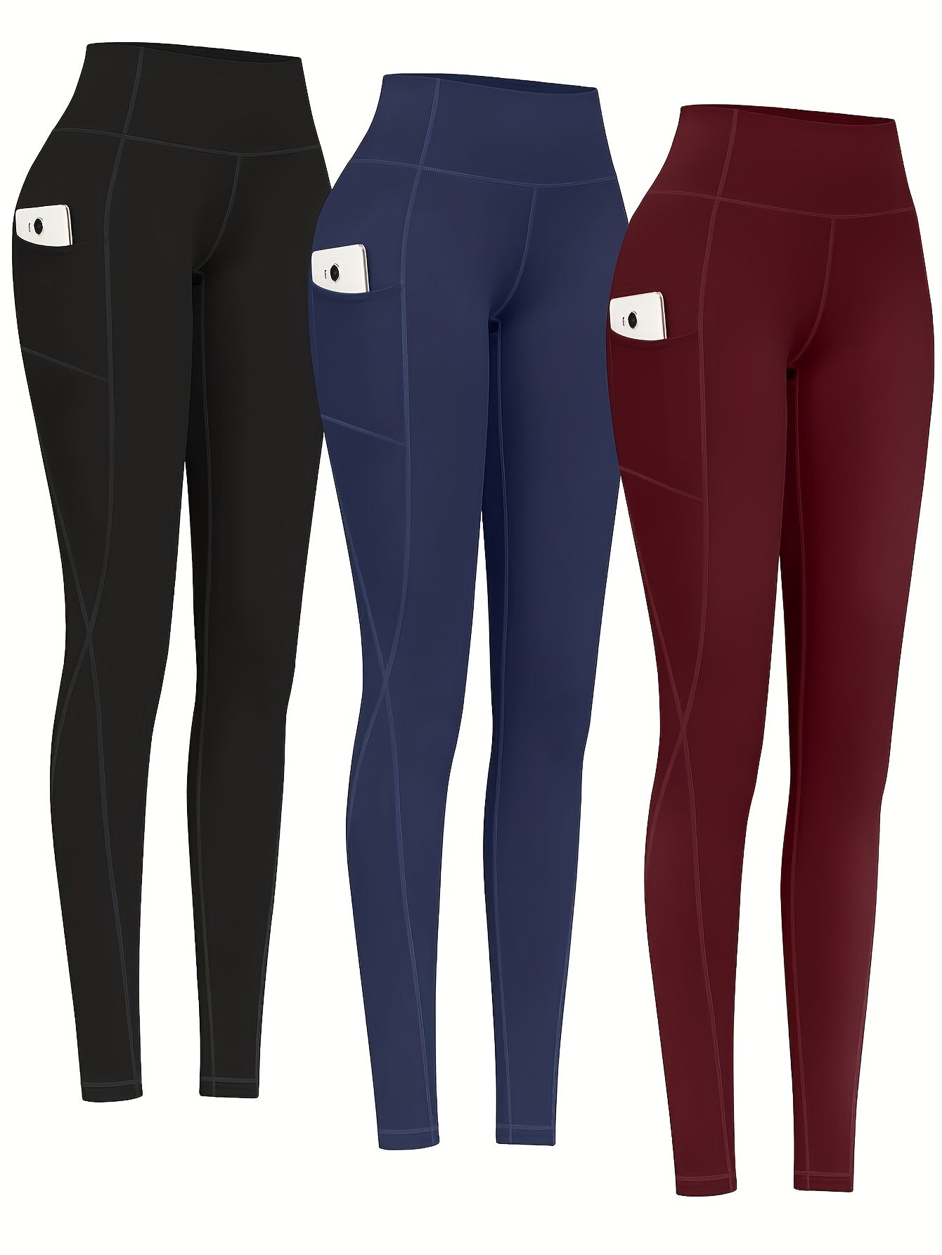 3 Pack Plus Size Sports Leggings High Rise Stretch Leggings Set