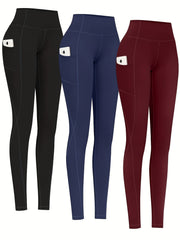 3 Pack Plus Size Sports Leggings High Rise Stretch Leggings Set