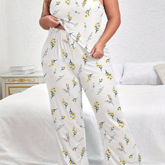 Ditsy Floral Print Camisole & Wide Leg Pants Lounge Set
