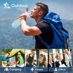 Gradient Sports Water Bottle with Time Marker and Straw