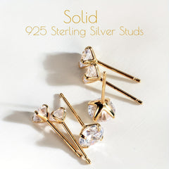 3pcs 925 Silver Stud Earrings Set For Women 4mm 5mm 6mm Gift