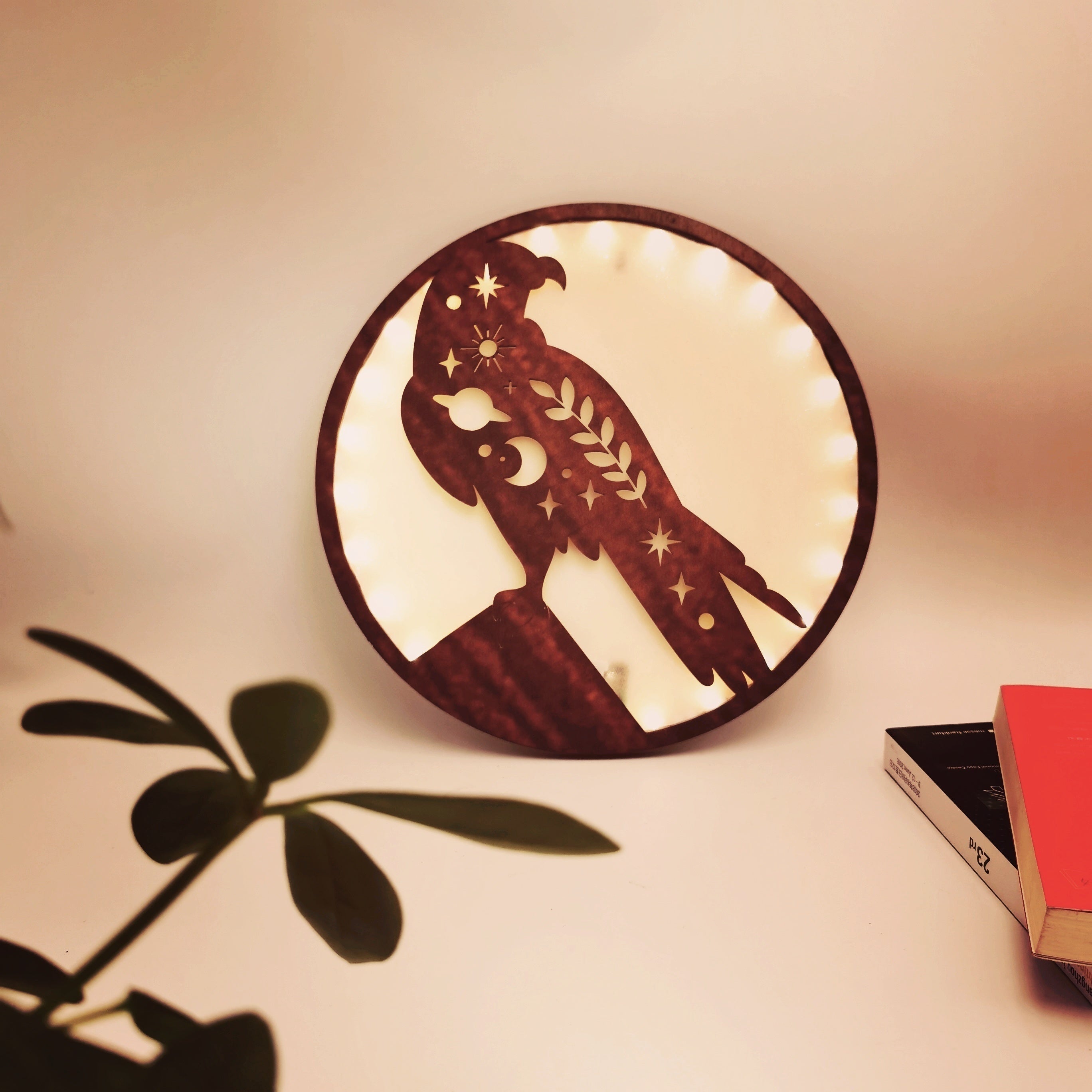 LED Wooden Hanging Sign Retro Holiday Decoration Wall Sticker Pendant