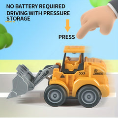 12pcs Engineering Vehicle Children's Toys Excavators Rollers Forklifts