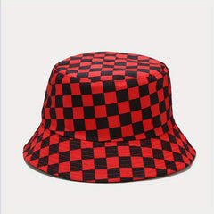 Plaid Print Bucket Hat Hip Hop Block Casual Basin Hat Unisex Fisherman Cap