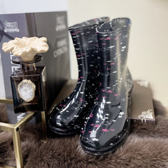 Women's Star Pattern Waterproof Medium Tube Rain Boots