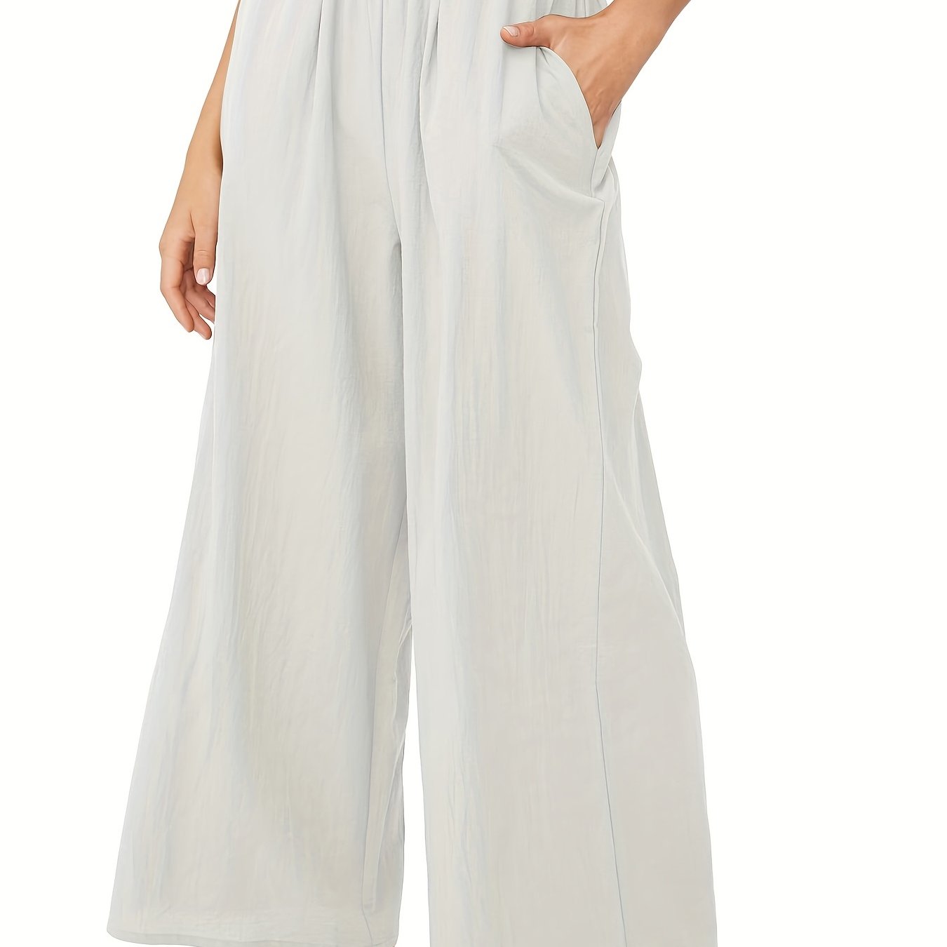 Wide Leg Elastic Waist Casual Pants for Women