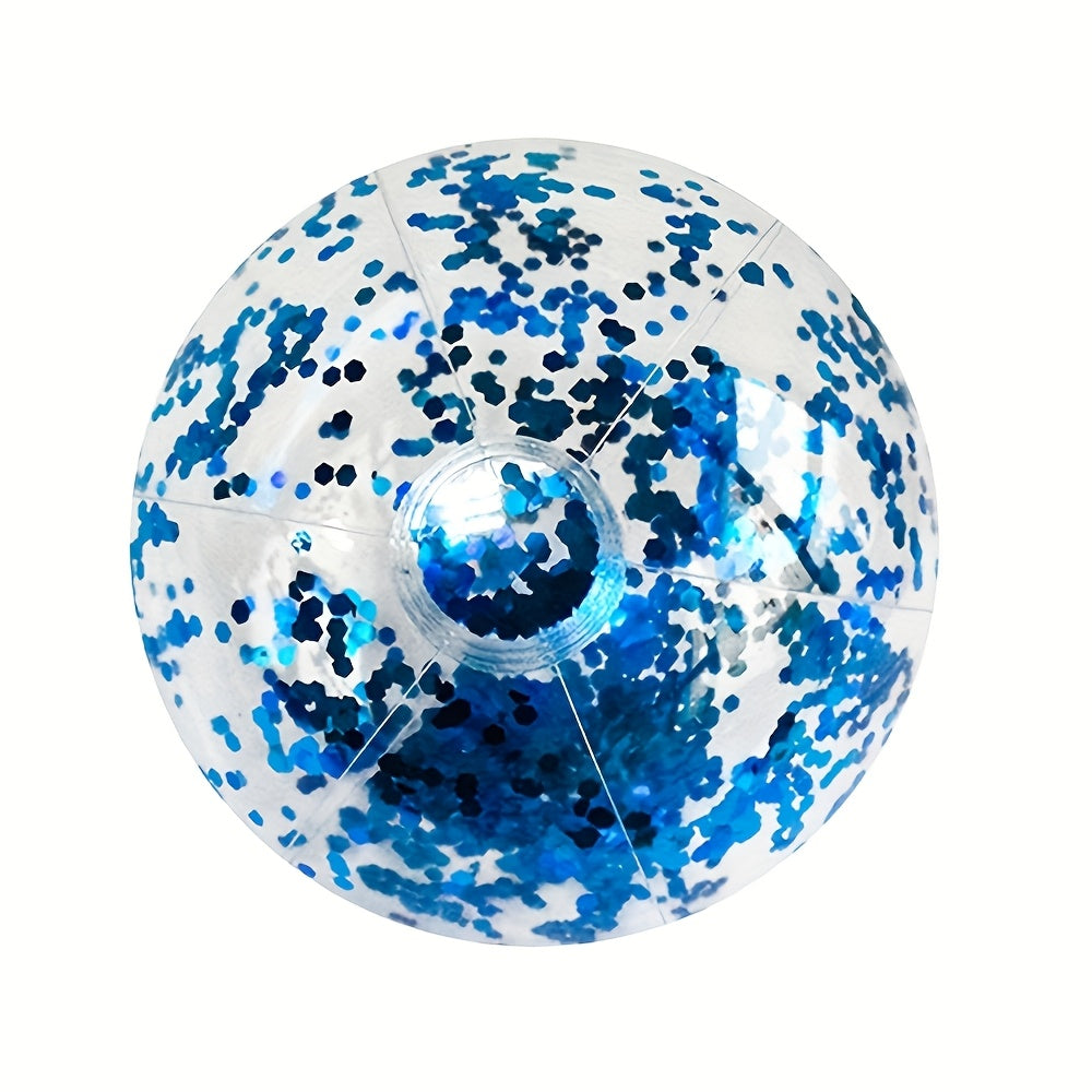 1pc Inflatable Sequin Beach Ball - Vibrant Multicolor Water & Sand Ball
