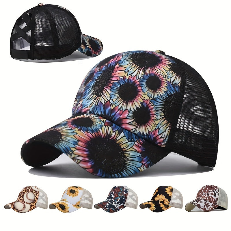 Distressed Washed Cotton Trucker Cap with Glitter Brim