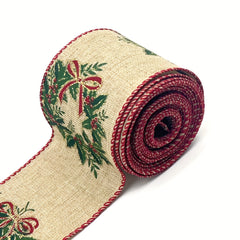 4.57 Meter Burlap Christmas Ribbon Wired Tree Snowman Gnome Brown