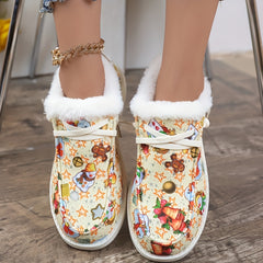 Christmas Plush Lined Loafers Shoes for Fall Winter