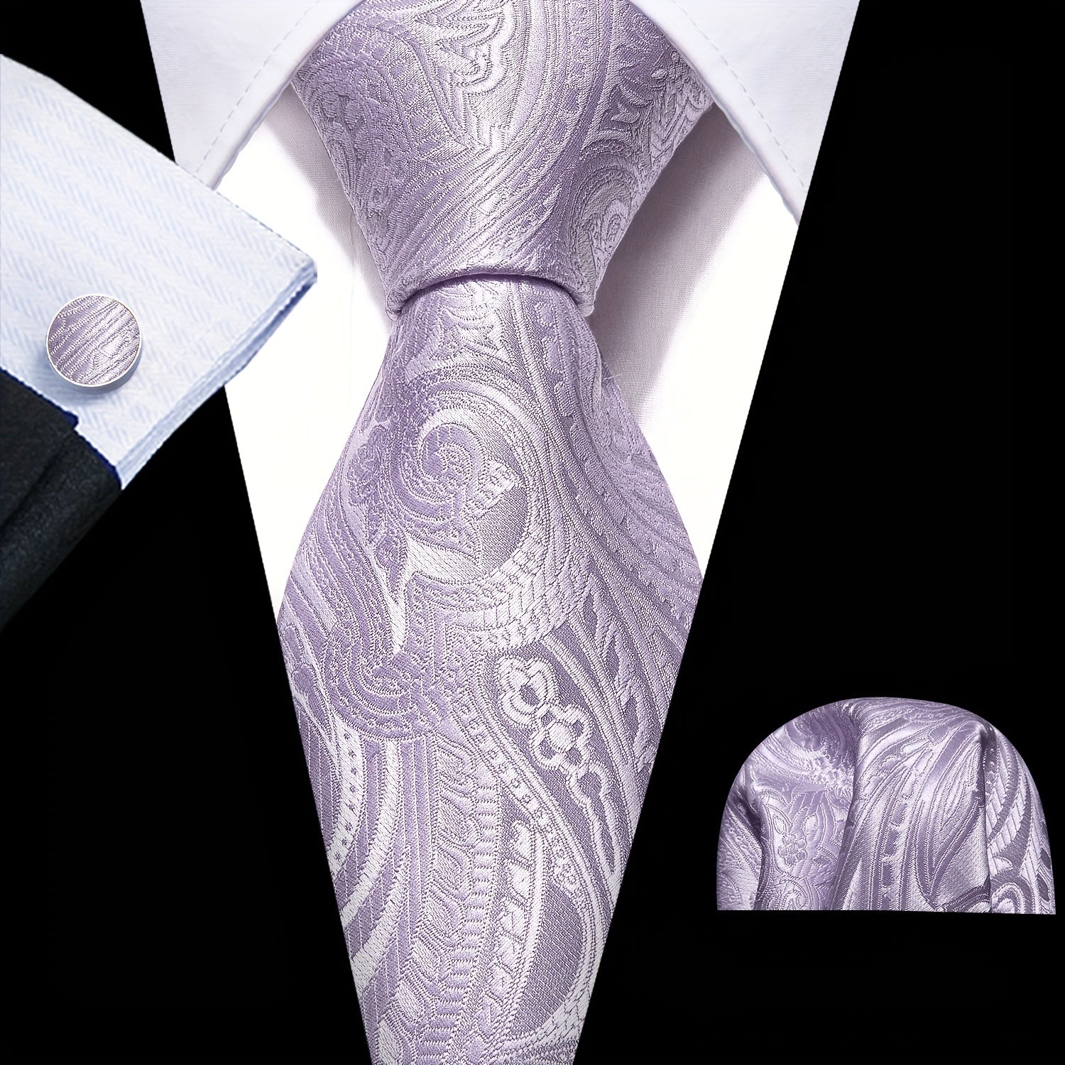 Men's Paisley Silk Tie Set Wedding Accessories Gift