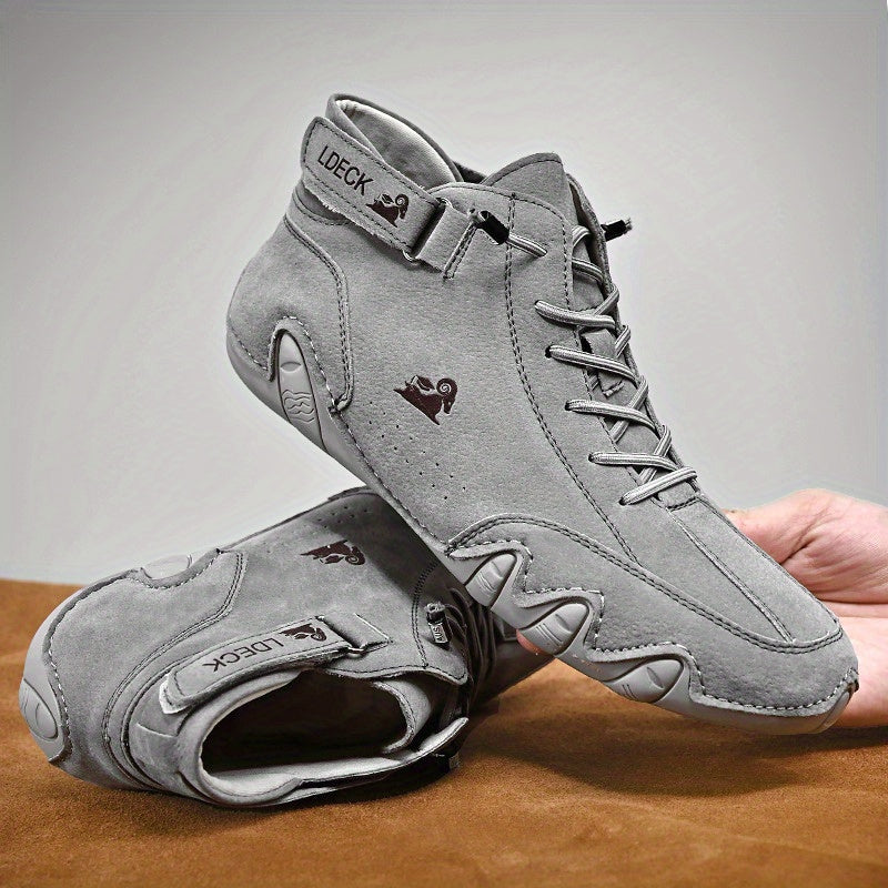 Women's Retro Ankle Boots Lace Up Mid Top Sneakers Waterproof Flat Boots
