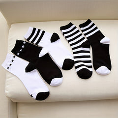 Men's Block Striped Crew Socks - Breathable Comfy Casual Unisex Socks