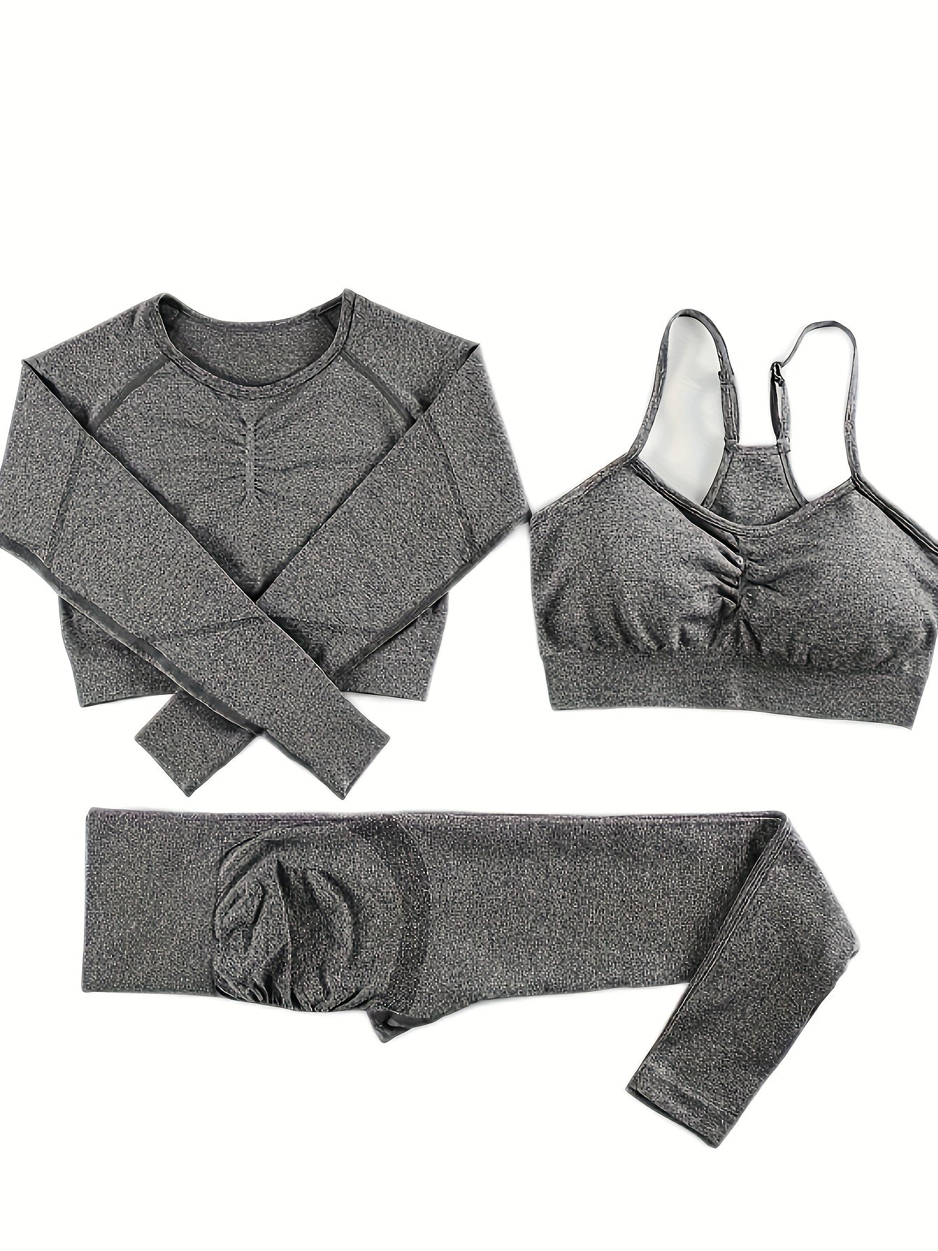 Seamless Yoga Suit Long Sleeves High Waist Slim Fit Set Women's Activewear