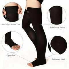 Thigh High Compression Stockings 20-30mmHg Toeless Unisex Leg Support Hose