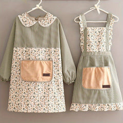 Cotton Canvas Apron Women's Long Sleeve Kitchen Apron