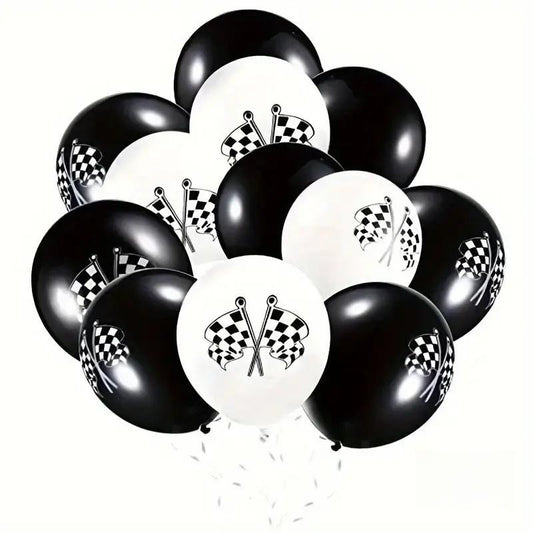 10pcs Checkered Flag Balloons Racing Car Theme Birthday Party Decoration