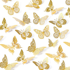 12pcs 3D Golden Butterfly Wall Decor - Perfect for Birthday Party & Nursery