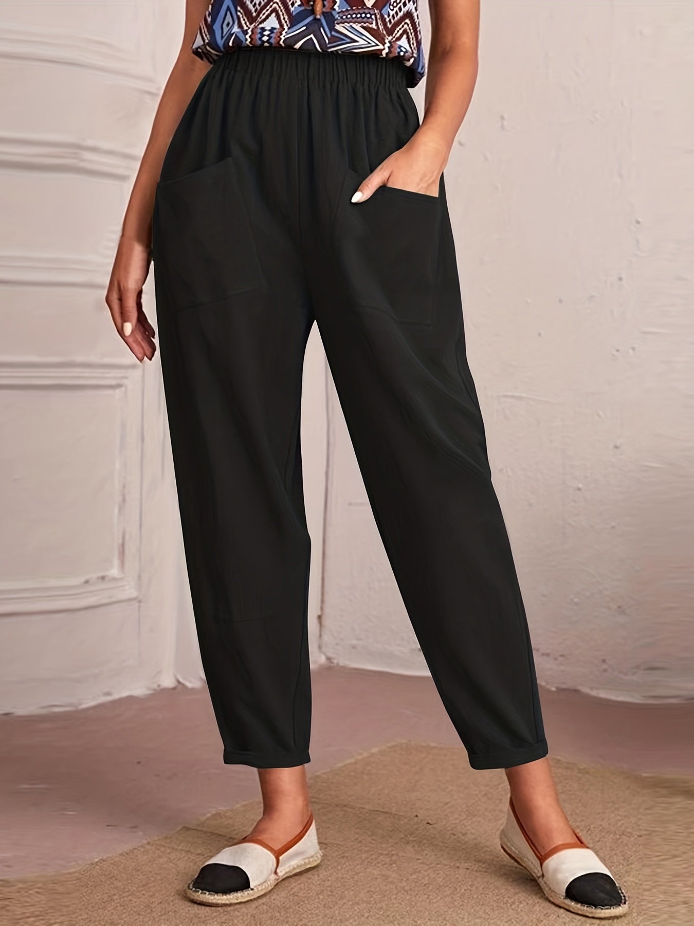 Solid Cargo Pants High Waist Pants Women's Clothing